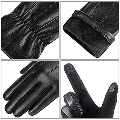 alqqas Winter Fashion Leather Gloves for Men, Touchscreen Wool Lined  Outdoor Windproof Warm Suede Driving Gloves - Yahoo Shopping