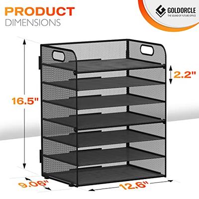 Supeasy 5 Tier Desk Organizer with Handle & 3 Pen Holders, Mesh Paper/File  Organizer for Desk, Paper Letter Tray Organizer for Office Supplies (Black)