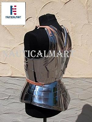 NauticalMart Medieval Chainmail Shirt Armor Gothic Gorget with Pauldrons  Medieval Costume - Halloween
