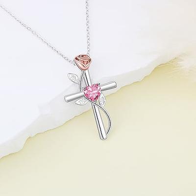 Cross birthstone necklace on sale mother