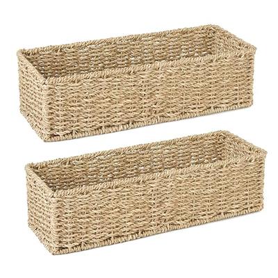 Wicker Baskets for Organizing Bathroom, Seagrass Baskets for