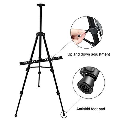 Artist Easel Stand, RRFTOK Metal Tripod Adjustable Easel for Painting  Canvases Height from 17 to 66 Inch,Carry Bag for Table-Top/Floor Drawing  and Didplaying