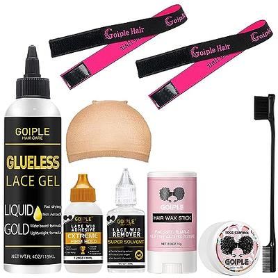 Liquid Gold Wig Glue Lace Glue - Glueless Lace Gel - Temporary Hold for  Wigs and Lace Front Wigs and Hair Systems - Invisible Bonding Non Toxic No  Odor Water Based Formula
