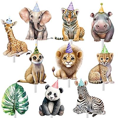 Amazon.com: 24 PCS Realistic Safari Jungle Animal Cake Toppers with  Colorful Balls Cake Decorations for Wild Themed Birthday Oh Baby Party  Supplies (Green Yellow) : Grocery & Gourmet Food