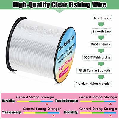 Hanging Wire Clear, Acejoz Thick Fishing Line Nylon String Picture Frame  Wire with 100Pcs Crimps Sleeves 70lb Invisible Line for Balloon Garland  Picture Hanging Decoration and Crafts (656 Feet) - Yahoo Shopping