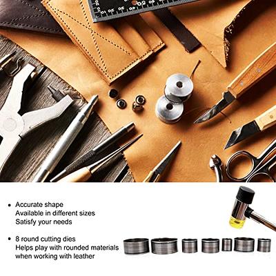 Leather Cutting Dies Set, 8Pcs 25 to 60mm Hollow Punch Set Round