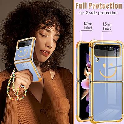 Girly Phone Case for Galaxy Z Flip 3 Butterfly Design, Kawaii Women Case  for Samsung Z Flip 3 with Strap, Clear Soft TPU Protective Case with  Crystal