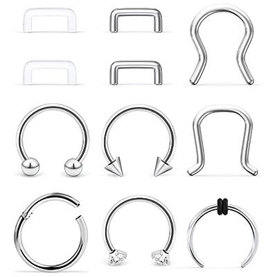 Milacolato 12Pcs Rook Eyebrow Piercing Jewelry 16G Eyebrow Lip Short Belly  Rings Curved Barbell Daith Rook Earrings for Women