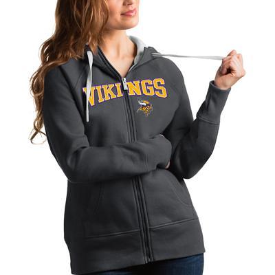 Men's Antigua Black Minnesota Vikings Logo Victory Pullover Hoodie