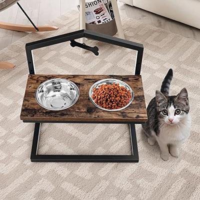 Elevated Dog Cat Bowls, Unique Bone Shape Bamboo Raised Dog Bowl Stand with  2 Stainless Steel Bowls, Anti-Slip for Pets Puppy Small Dogs Cats Food  Water Bowls Small Dog Bowls