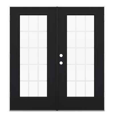 JELD-WEN 72-in x 80-in Low-e External Grilles Primed Steel French  Right-Hand Outswing Double Patio Door