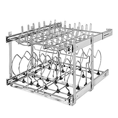 Lynk Professional Spice Rack Tray - Expandable 4 Tier Heavy Gauge Steel Drawer Organizer, Silver Metallic