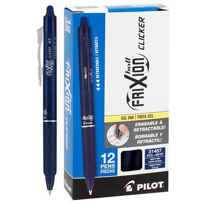 Pilot FriXion Clicker Erasable Navy Gel Ink Pens, 3 Pens with 3