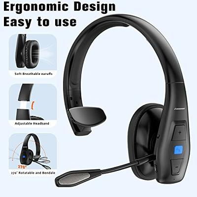 Trucker Bluetooth Headset, V5.2 Wireless Headset with Upgraded Microphone  AI Noise Canceling, On Ear Bluetooth Headphone with Mute for Driver Office