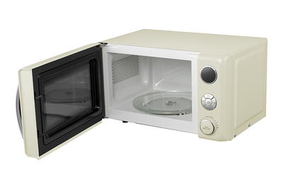 Microwave Oven, Six Power Levels,LED Lighting, Pull Handle Design, Retro,  0.7 Cu.Ft,White 