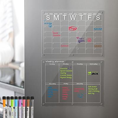  YeWink Magnetic Dry Erase Calendar Board for Fridge, 16”x12  Clear 2 Set Acrylic Planner Board for Refrigerator, Reusable Whiteboard  Includes 6 Markers 3 Colors : Office Products