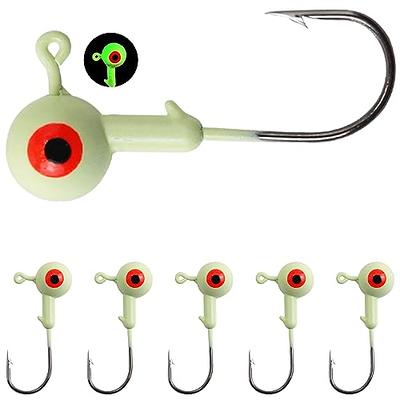 50pcs Fishing Jig Hooks Eye Tackle Box Kit Lead Head Round Jig