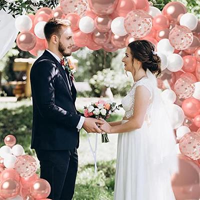 Rose Gold Balloons Garland Arch Kit- 5+12+18 Inch Rose Gold White Confetti  Birthday Balloons Decorations For Women Girls Princess Engagement Wedding  Birthday Party decorations 