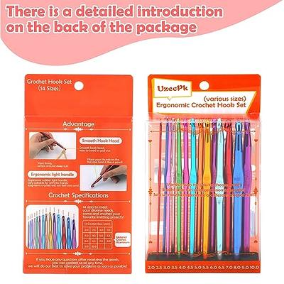  BCMRUN 14 pcs Multicolor Aluminum Crochet Hooks Knitting  Needles Craft Yarn 2-10mm