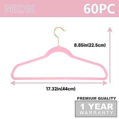 MIZGI Light Pink Velvet Hangers 60 Pack,Premium Gold Clothes