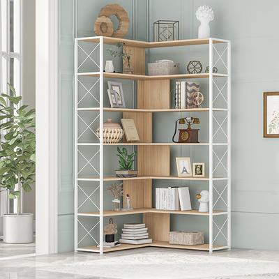 Tribesigns 7-Shelf Corner Bookshelf, Large Modern Corner Bookcase