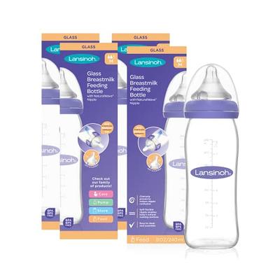 Lansinoh Glass Baby Bottles for Breastfeeding Babies, 8 Ounces, 4 Count,  Includes 4 Medium Flow Nipples (Size 3M) - Yahoo Shopping