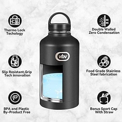 Half Gallon Insulated Water Bottle Jug, 64 Oz Stainless Steel Sports Water  Flask With Handle, Large Thermo Mug