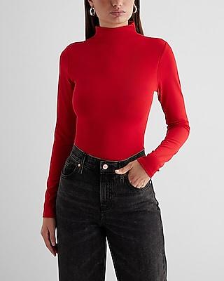 Bodycon High Compression Mock Neck Long Sleeve Bodysuit Red Women's M -  Yahoo Shopping