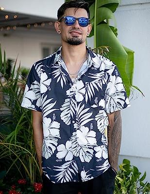 Lars Amadeus Men's Summer Floral Printed Short Sleeves Button Down