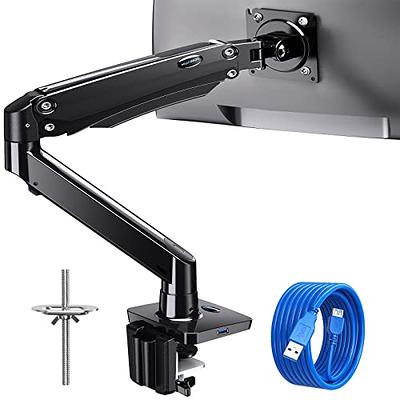 Desk Mount Monitor Arm with 2x USB 3.0 ports - Slim Full Motion Adjustable  Single Monitor VESA Mount up to 34 (17.6lb/8kg) Display - Ergonomic