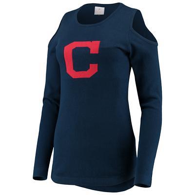 Women's New Era Navy Cleveland Indians Slub Jersey Cold Shoulder T-Shirt