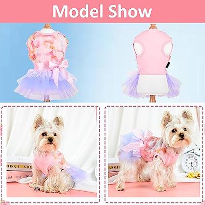 Fitwarm Birthday Girl Dog Tulle Dress, Dog Clothes for Small Dogs Girl, Cat Apparel, Pink, Medium