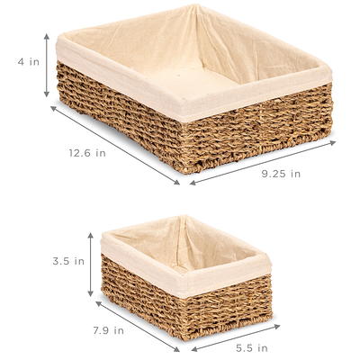 Sorbus Set of 3 Storage Baskets for Organizing with Lid, Mesh Hand-Woven  Basket, Linen Closet Organizers and Storage, Organizer Storage Baskets for