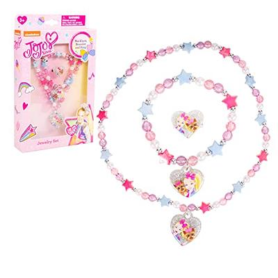 3pcs Girls Jewelry Set Pink Heart Charm Necklace & Earrings Jewelry Set  Kids Accessories Party Gift