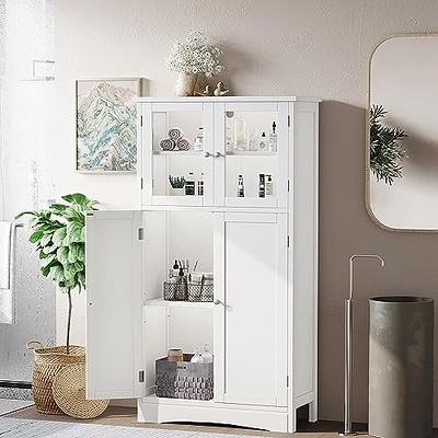 Irontar Bathroom Floor Cabinet, Freestanding Storage Cabinet with 4 Drawers  and Adjustable Shelf for Entryway Storage, Home Office Furniture, White