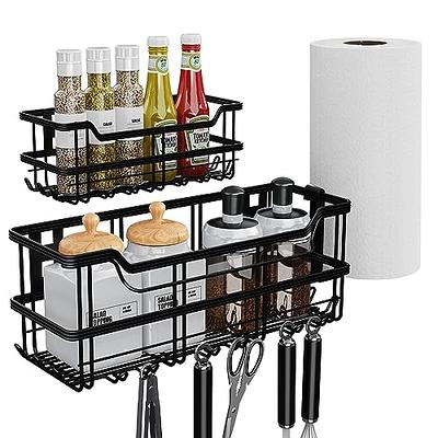 Outdoor Grill Cooking Accessories, Space Saving Grill Storage Rack with Magnetic Tool Holder and 6 J Hooks