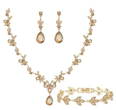 GULICX Jewelry Set for Womens, Silver Plated Teardrop Rhinestone