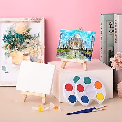 10*10cm Canvas & Easel Set, Comes With 2 Paint Brushes, A Box Of Paints,  And A Paint Palette