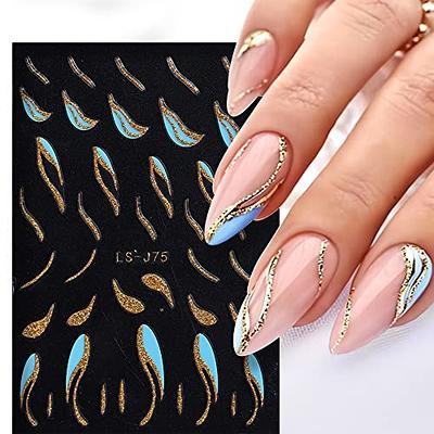 8 Sheets French Tip Nail Art Stickers Decals French Stripe Marble Glitter  Nail Art Decals 3D Self-Adhesive Nail Art Accessories Line Ribbon Nails  Design Nail Supplies for Women DIY Nail Decorations 