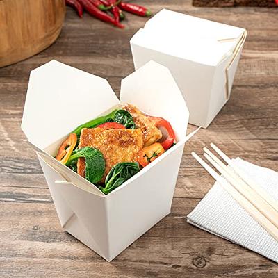 Bio Tek 26 oz Square White Paper Square Noodle Take Out Container - 4 x 3  1/2 x 4 - 200 count box