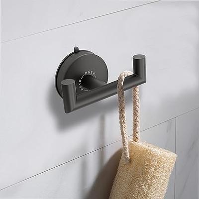 DGYB Double Black Towel Hooks for Bathrooms Set of 2 Heavy Duty