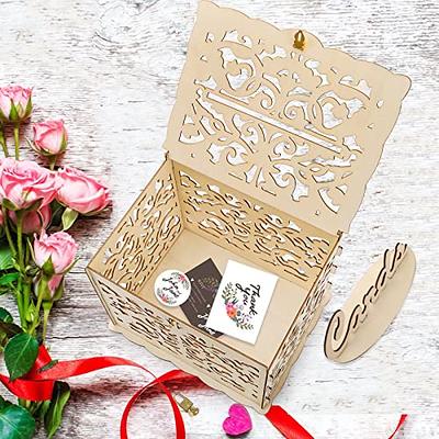 OurWarm DIY Wedding Card Box with Lock Rustic Wood Card Box Gift Card Holder Card Box Perfect for Weddings, Baby Showers, Birthdays, Graduations