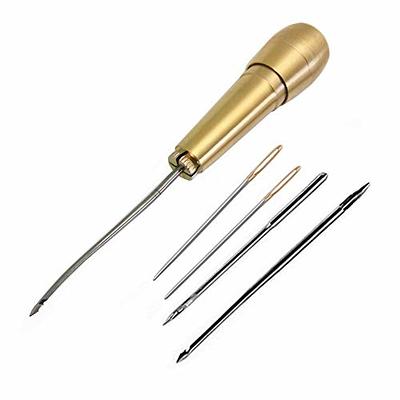 6 Pieces Canvas Leather Sewing Awl, Leather Sewing Needle Awl Hand Stitch  with 2 Pieces Copper Handle for Handmade Leather Sewing Tools Shoe and