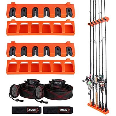 PLUSINNO 4 Pack Vertical Fishing Rod Rack, Wall Mounted Fishing Rod holder,  4 Packs Fishing Pole Holders Hold Up to 36 Rods or Combos, Fishing rod  holders for garage, Fits Most Rods