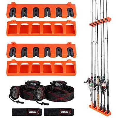 PLUSINNO 4 Pack Vertical Fishing Rod Rack, Wall Mounted Fishing Rod holder, 4  Packs Fishing Pole