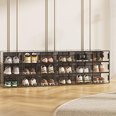 PINKPUM Large Shoe Boxes Clear Plastic Stackable, 12 Pack Shoe Storage