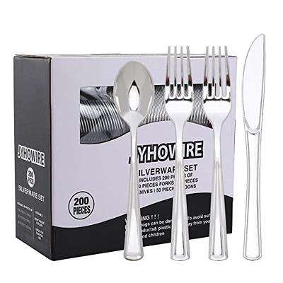  Prestee 100 Clear Plastic Knives Heavy Duty - Silverware Heavy  Duty Plastic Knives, Plastic Knife Cutlery, Elegant Disposable Knives  Pack,Disposable Flatware,Plastic Utensils Set,Disposable Silverware :  Health & Household