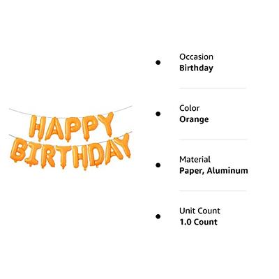 Happy Birthday Balloons, Aluminum Foil Banner Balloons for Birthday Party  Decorations and Supplies (Orange)