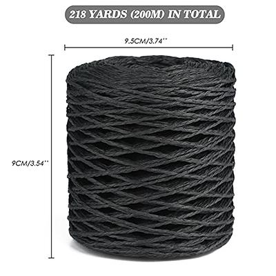 jijAcraft Raffia String, 656 Feet 2mm Black Twisted Raffia Ribbon