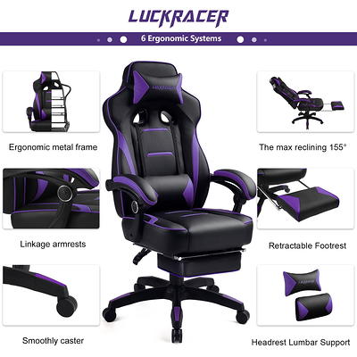 SmileMart Adjustable Ergonomic Swivel Gaming Chair with Footrest